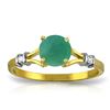 Genuine 0.62 ctw Emerald & Diamond Ring Jewelry 14KT Yellow Gold - REF-33H6X