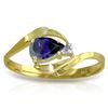Genuine 0.51 ctw Sapphire & Diamond Ring Jewelry 14KT Yellow Gold - REF-28K3V