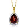 Genuine 4.06 ctw Garnet & Diamond Necklace Jewelry 14KT Yellow Gold - REF-70R2P