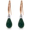 Genuine 6.7 ctw Green Sapphire Corundum & Diamond Earrings Jewelry 14KT Rose Gold - REF-28T8A