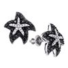 0.40 CTW Black Color Diamond Starfish Stud Earrings 10KT White Gold - REF-24Y2X
