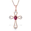 Genuine 0.57 ctw Pink Topaz & Diamond Necklace Jewelry 14KT Rose Gold - REF-40V8W