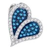 0.33 CTW Blue Color Diamond Heart Love Pendant 10KT White Gold - REF-18H2M