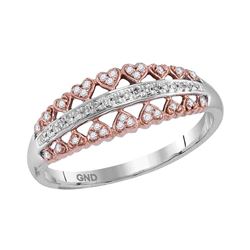 0.12 CTW Diamond Heart Symmetrical Ring 10KT Two-tone Gold - REF-14W9K