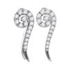 0.25 CTW Diamond Curled Vertical Stud Earrings 10KT White Gold - REF-22H4M