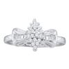 Image 1 : 0.10 CTW Prong-set Diamond Oval Cluster Ring 10KT White Gold - REF-10X5Y