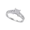 0.15 CTW Diamond Square Cluster Bridal Wedding Engagement Ring 10KT White Gold - REF-16K4W