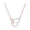 0.10 CTW Diamond Double Heart Pendant 10KT Rose Gold - REF-12Y2X