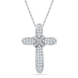 0.12 CTW Diamond Bound Cross Pendant 10KT White Gold - REF-12M2H