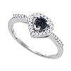 0.50 CTW Black Color Diamond Heart Ring 10KT White Gold - REF-22H4M