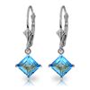 Genuine 3.2 ctw Blue Topaz Earrings Jewelry 14KT White Gold - REF-30K2V