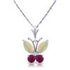 Genuine 0.70 ctw Opal & Ruby Necklace Jewelry 14KT White Gold - REF-25X3M