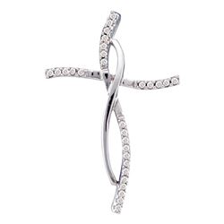 0.10 CTW Diamond Woven Infinity Cross Pendant 14KT White Gold - REF-14H9M