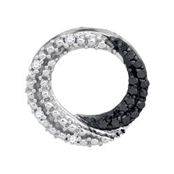 0.15 CTW Black Color Diamond Circle Pendant 10KT White Gold - REF-12W8K