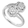 Image 1 : 0.47 CTW Diamond Double Bypass Flower Cluster Ring 14KT White Gold - REF-61F3N