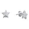 Image 1 : 0.05 CTW Diamond Star Cluster Screwback Earrings 10KT White Gold - REF-8H9M