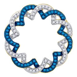 0.33 CTW Blue Color Diamond Circle Pendant 10KT Yellow Gold - REF-22N4F