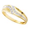 Image 1 : 0.13 CTW Mens Diamond Double Row Slender Wedding Ring 10KT Yellow Gold - REF-14W9K