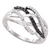 Image 1 : 0.25 CTW Black Color Diamond Crossover Strand Ring 10KT White Gold - REF-18Y2X