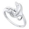 0.03 CTW Diamond Dolphin Animal Ring 10KT White Gold - REF-12Y8X