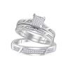 Image 1 : 0.33 CTW His & Hers Diamond Cluster Matching Bridal Ring 10KT White Gold - REF-48K7W