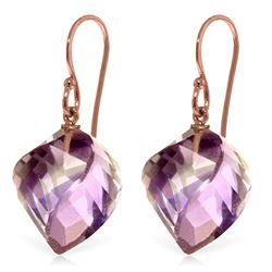 Genuine 21.5 ctw Amethyst Earrings Jewelry 14KT Rose Gold - REF-36A9K