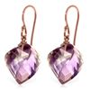 Genuine 21.5 ctw Amethyst Earrings Jewelry 14KT Rose Gold - REF-36A9K