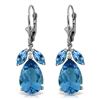 Genuine 13 ctw Blue Topaz Earrings Jewelry 14KT White Gold - REF-61A2K