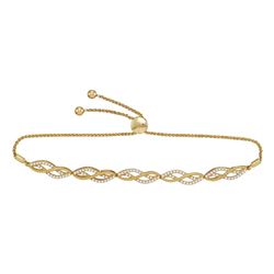 0.50 CTW Diamond Bolo Bracelet 10KT Yellow Gold - REF-59H9M