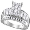 Image 1 : 0.92 CTW Diamond Rectangle Cluster Bridal Engagement Ring 10KT White Gold - REF-67W4K