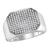 Image 1 : 0.50 CTW Mens Pave-set Diamond Octagon Cluster Ring 10KT White Gold - REF-57N2F