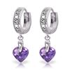Genuine 1.77 ctw Amethyst & Diamond Earrings Jewelry 14KT White Gold - REF-35F2Z