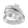 Image 1 : 0.33 CTW His & Hers Diamond Solitaire Matching Bridal Ring 10KT White Gold - REF-44X9Y