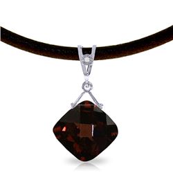 Genuine 8.76 ctw Garnet & Diamond Necklace Jewelry 14KT White Gold - REF-46Y2F