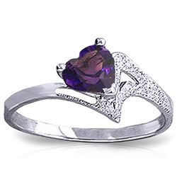 Genuine 0.75 ctw Amethyst Ring Jewelry 14KT White Gold - REF-35Z9N