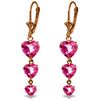 Genuine 6 ctw Pink Topaz Earrings Jewelry 14KT Rose Gold - REF-68F4Z
