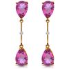 Genuine 7.01 ctw Pink Topaz & Diamond Earrings Jewelry 14KT Rose Gold - REF-33F8Z