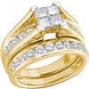 Image 1 : 1 CTW Princess Diamond Bridal Engagement Ring 14KT Yellow Gold - REF-97N4F