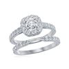 1.5 CTW Diamond Halo Bridal Engagement Ring 14KT White Gold - REF-232N4F