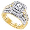 2 CTW Princess Diamond Double Halo Bridal Engagement Ring 14k Yellow Gold - REF-442F4N