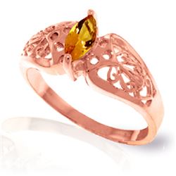 Genuine 0.20 CTW Citrine Ring Jewelry 14KT Rose Gold - REF-47X2M