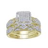 Image 2 : 0.75 CTW His & Hers Diamond Cluster Matching Bridal Ring 10KT Yellow Gold - REF-67K4W