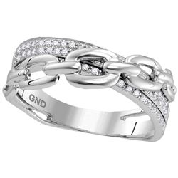 0.20 CTW Diamond Chain Link Crossover Ring 10KT White Gold - REF-30N2F