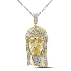 1.6 CTW Mens Diamond Jesus Christ Messiah Charm Pendant 10KT Yellow Gold - REF-184W4K