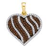 Image 1 : 1.5 CTW Cognac-brown Color Diamond Heart Pendant 10KT Yellow Gold - REF-52H4M