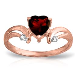 Genuine 1.26 ctw Garnet & Diamond Ring Jewelry 14KT Rose Gold - REF-42V2W