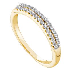 0.21 CTW Diamond 2-row Wedding Anniversary Bridal Ring 14k Yellow Gold - REF-26K9W