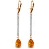 Genuine 3.6 ctw Citrine & Diamond Earrings Jewelry 14KT Rose Gold - REF-60Z4N
