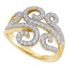 0.50 CTW Diamond Curled Swirl Fashion Ring 14KT Yellow Gold - REF-57K2W