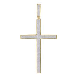 1.97 CTW Mens Diamond Roman Cross Large Charm Pendant 10KT Yellow Gold - REF-209M9H